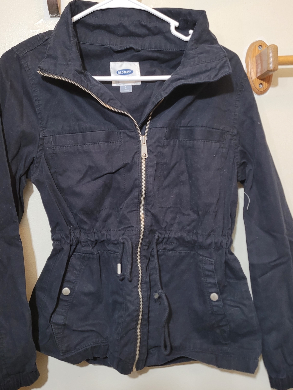 Womens Small Black Old Navy Jacket Full Zip Long Sleeve (B2)